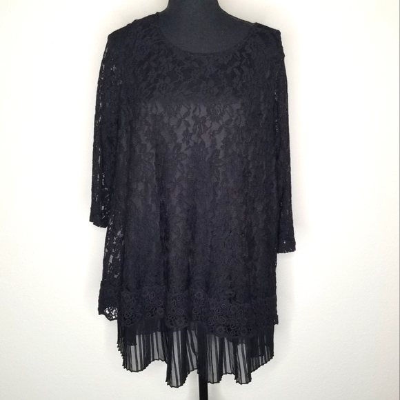Alfani Woman Tunic 1X black lace sheer lined Open Back Feminine - Picture 1 of 10